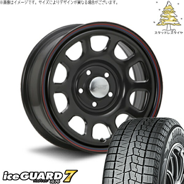 パジェロミニ 195/65R16 スタッドレスタイヤ ホイール 4本セット 新品 | ヨコハマタイヤ (YOKOHAMA) アイスガード セブン (iceGUARD7 IG70) × エムエルジェイ (MLJ) デイトナ SS ブラック 16インチ 7.0J +35 5穴114.3 79,376円