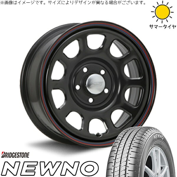 30アルファード 215/65R16 サマータイヤ ホイール 4本セット 新品 | ブリヂストン (BRIDGESTONE) ニューノ &times; エムエルジェイ (MLJ) デイトナ SS ブラック 16インチ 7J +35 5穴114.3｜タイヤショップ オールテレーン