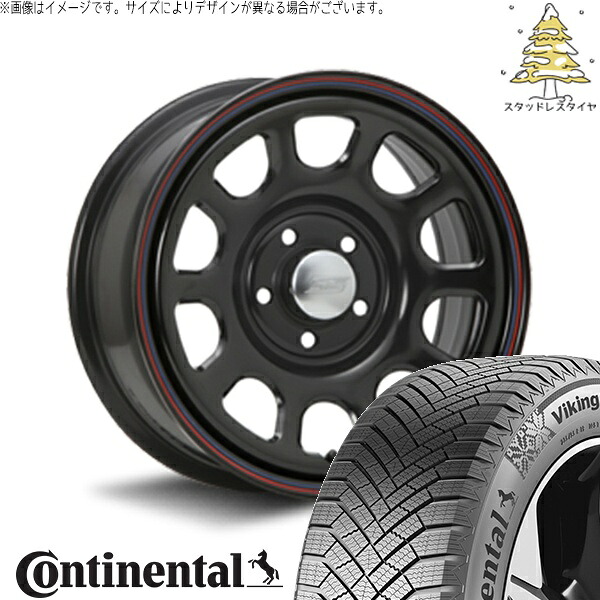 30アルファード 215/65R16 スタッドレスタイヤ ホイール 4本セット 新品 | コンチネンタル (CONTINENTAL) バイキングコンタクト エイト (VikingContact8) × エムエルジェイ (MLJ) デイトナ SS ブラック 16インチ 7.0J +35 5穴114.3