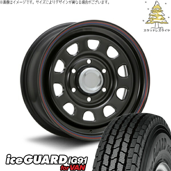 キャラバン専用 215/70R15 スタッドレスタイヤ ホイール 4本セット 新品 | ヨコハマタイヤ (YOKOHAMA) アイスガード91 (iceGUARD91 IG91) × エムエルジェイ (MLJ) デイトナ SS ブラック 15インチ 6J ±0 6穴139.7