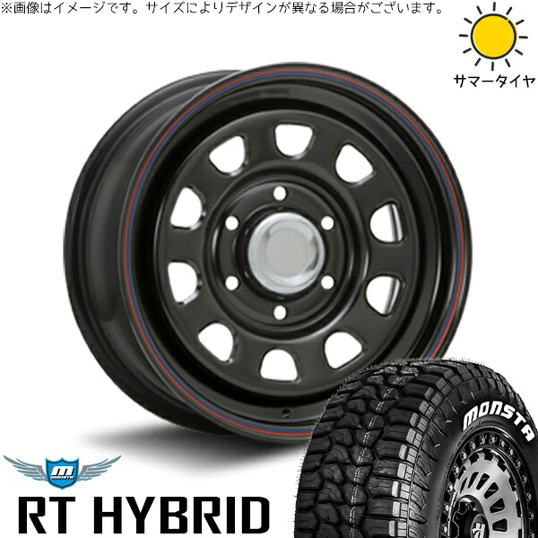 NV350 キャラバン E25 E26 215/65R16 サマータイヤ ホイール 4本セット 新品 | モンスタタイヤ (MONSTA TYRE) RTハイブリッド (RT HYBRID) × エムエルジェイ (MLJ) デイトナ SS ブラック 16インチ 6.5J +45 6穴139.7|タイヤショップ オールテレーン