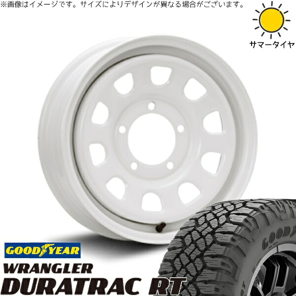 スズキ ジムニー JB64 JB23 JA22 JA12 225/75R16 サマータイヤ ホイール 4本セット 新品 | グッドイヤー (GOODYEAR) ラングラー デュラトラック RT × エムエルジェイ (MLJ) デイトナ SS ホワイト 16インチ 5.5J +20 5穴139.7|タイヤショップ オールテレーン