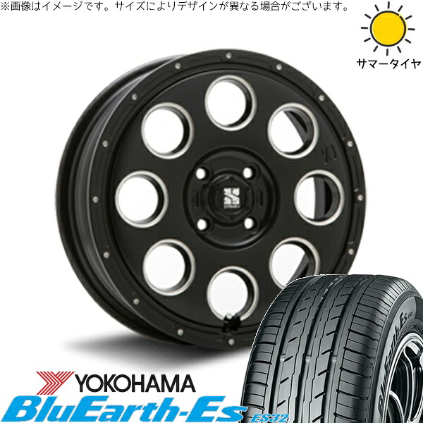 モコ ゼスト パレット ミラ 165/50R15 サマータイヤ ホイール 4本セット 新品 | ヨコハマタイヤ (YOKOHAMA) ブルーアース ES32 × エムエルジェイ (MLJ) エクストリームJ KK03 サテンブラックミルド 15インチ 4.5J +45 4穴100|タイヤショップ オールテレーン