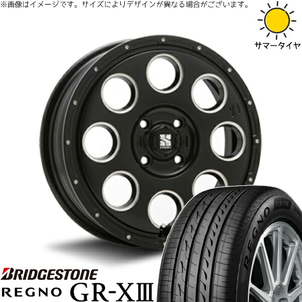 NBOX スペーシア タント デリカミニ 155/65R14 サマータイヤ ホイール 4本セット 新品 | ブリヂストン (BRIDGESTONE) レグノ GR-X3 × エムエルジェイ (MLJ) エクストリームJ KK03 サテンブラックミルド 14インチ 4.5J +45 4穴100|タイヤショップ オールテレーン