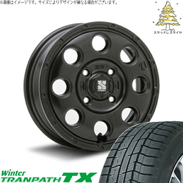 ハスラー デリカミニ ソリオ 165/65R14 スタッドレスタイヤ ホイール 4本セット 新品 | トーヨータイヤ (TOYO) ウィンタートランパス TX (WinterTRANPATH TX) × エムエルジェイ (MLJ) エクストリームJ KK03 サテンブラック 14インチ 4.5J +45 4穴100