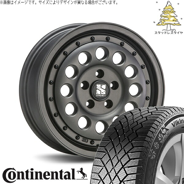 XV フォレスター 215/70R16 スタッドレスタイヤ ホイール 4本セット 新品 | コンチネンタル (Continental) バイキングコンタクト7 &times; エムエルジェイ (MLJ) エクストリームJ ラギッド ガンブラック 16インチ 6.5J +38 5穴100｜タイヤショップ オールテレーン