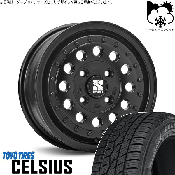 タンク ルーミー トール 165/65R14 オールシーズンタイヤ ホイール 4本セット 新品 | トーヨータイヤ (TOYO TIRE) セルシアス &times; エムエルジェイ (MLJ) エクストリームJ ラギッド サテンブラック 14インチ 5J +35 4穴100｜タイヤショップ オールテレーン