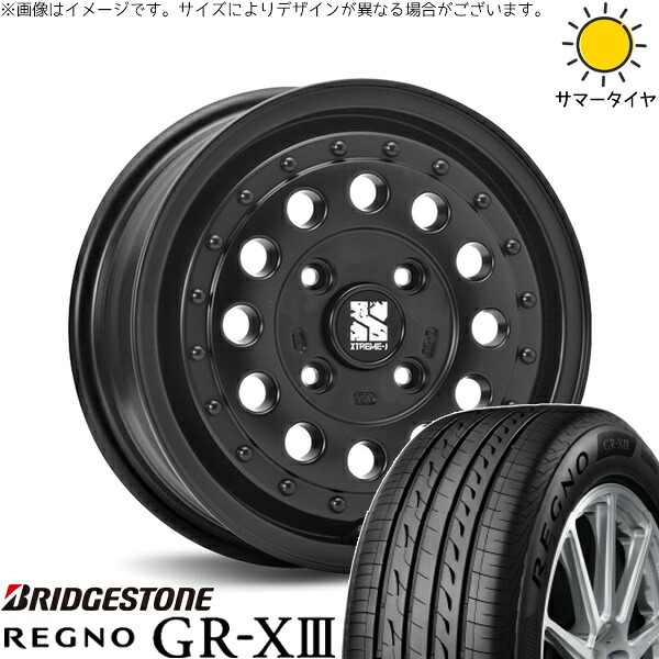 タンク ルーミー トール 165/65R14 サマータイヤ ホイール 4本セット 新品 | ブリヂストン (BRIDGESTONE) レグノ GR-X3 × エムエルジェイ (MLJ) エクストリームJ ラギッド サテンブラック 14インチ 5J +35 4穴100