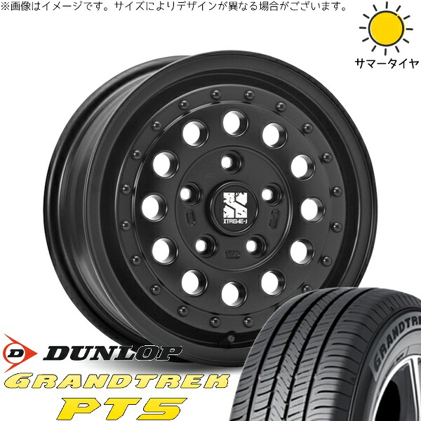 ハイエース専用 215/65R16 サマータイヤ ホイール 4本セット 新品 | ダンロップ (DUNLOP) グラントレック PT5 × エムエルジェイ (MLJ) エクストリームJ ラギッド サテンブラック 16インチ 6.5J +38 6穴139.7