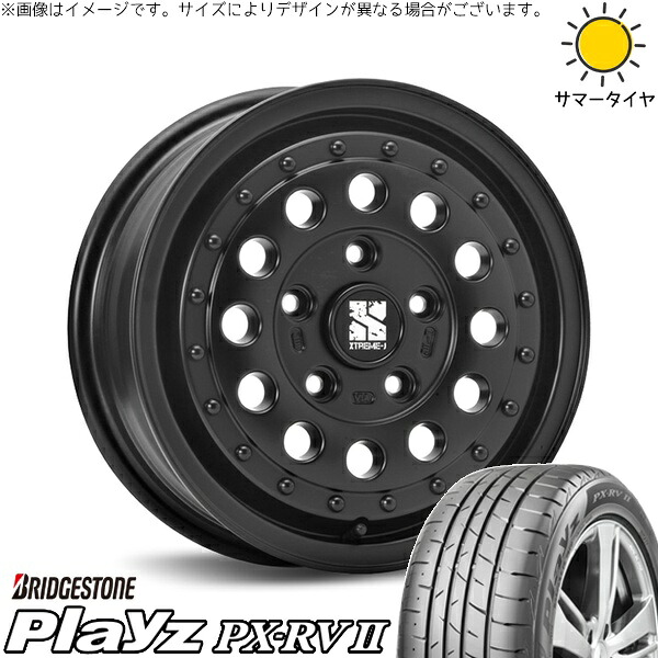 ハイエース専用 215/65R16 サマータイヤ ホイール 4本セット 新品 | ブリヂストン (BRIDGESTONE) プレイズ PX-RV2 × エムエルジェイ (MLJ) エクストリームJ ラギッド サテンブラック 16インチ 6.5J +38 6穴139.7
