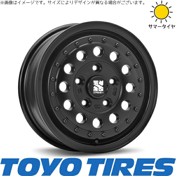 タウンエース 165/80R14 サマータイヤ ホイール 4本セット 新品 | トーヨータイヤ (TOYO TIRE) V03E × エムエルジェイ (MLJ) エクストリームJ ラギッド サテンブラック 14インチ 5J +48 5穴114.3|タイヤショップ オールテレーン
