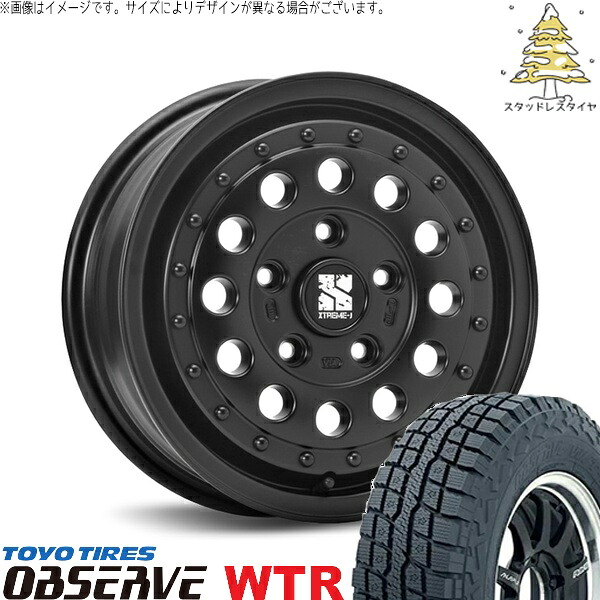 ハイエース専用 215/65R16 スタッドレスタイヤ ホイール 4本セット 新品 | トーヨータイヤ (TOYO TIRE) オブザーブ W/T-R &times; エムエルジェイ (MLJ) エクストリームJ ラギッド サテンブラック 16インチ 6.5J +38 6穴139.7｜タイヤショップ オールテレーン 116,490円