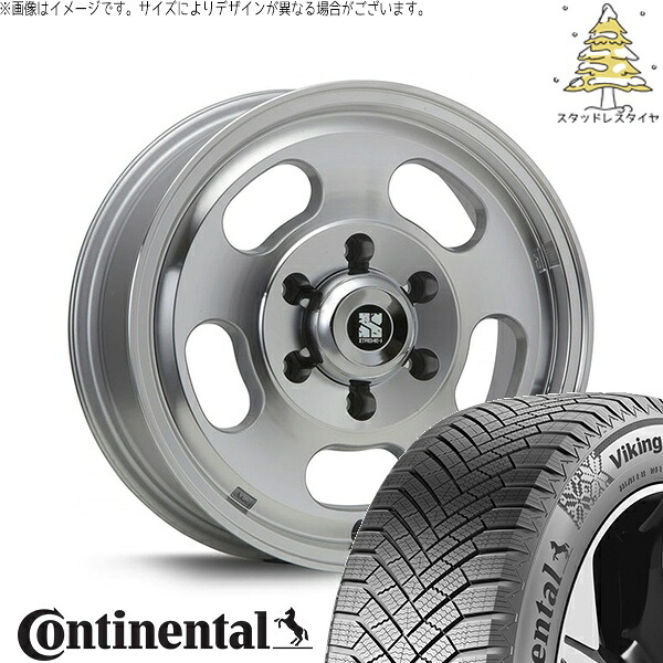 ハイエース専用 215/65R16 スタッドレスタイヤ ホイール 4本セット 新品 | コンチネンタル (Continental) バイキングコンタクト8 × エムエルジェイ (MLJ) エクストリームJ D:SLOT シルバーポリッシュ 16インチ 6.5J +38 6穴139.7|タイヤショップ オールテレーン