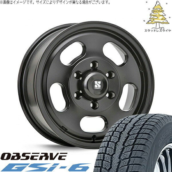 ハイエース専用 215/70R16 スタッドレスタイヤ ホイール 4本セット 新品 | トーヨータイヤ (TOYO) オブザーブ Gsi-6 (OBSERVE Gsi-6) × エムエルジェイ (MLJ) エクストリームJ Dスロット サテンブラック 16インチ 6.5J +38 6穴139.7