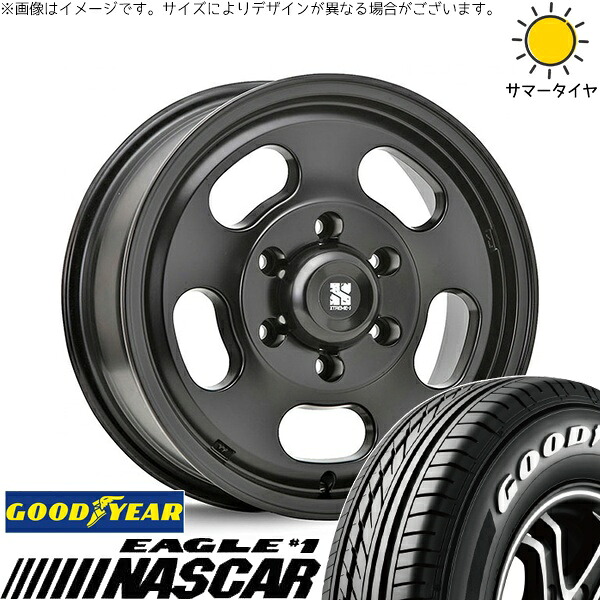 ハイエース専用 215/65R16 サマータイヤ ホイール 4本セット 新品 | グッドイヤー (GOODYEAR) イーグル ナスカー × エムエルジェイ (MLJ) エクストリームJ D:SLOT サテンブラック 16インチ 6.5J +38 6穴139.7