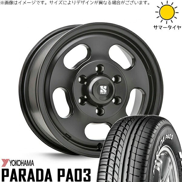 ハイエース専用 215/65R16 サマータイヤ ホイール 4本セット 新品 | ヨコハマタイヤ (YOKOHAMA) パラダ PA03 × エムエルジェイ (MLJ) エクストリームJ D:SLOT サテンブラック 16インチ 6.5J +38 6穴139.7