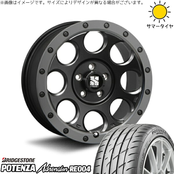マツダ6 スカイライン 225/55R17 サマータイヤ ホイール 4本セット 新品 | ブリヂストン (BRIDGESTONE) ポテンザ アドレナリン RE004 × エムエルジェイ (MLJ) エクストリームJ XJ03 フラットブラックスモーク 17インチ 7.5J +42 5穴114.3|タイヤショップ オールテレーン