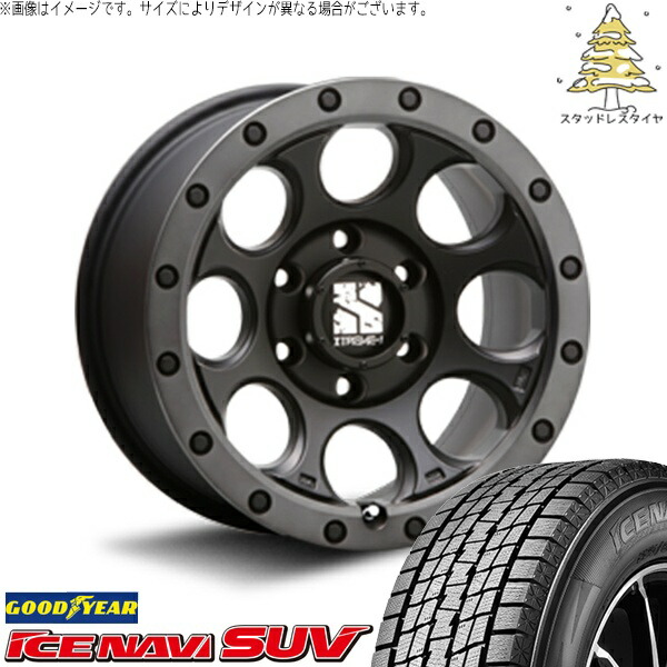 トライトン 265/70R17 スタッドレスタイヤ ホイール 4本セット 新品 | グッドイヤー (GOODYEAR) アイスナビ SUV (ICENAVI SUV) × エムエルジェイ (MLJ) エクストリームJ XJ03 フラットブラックスモーク 17インチ 8J +20 6穴139.7
