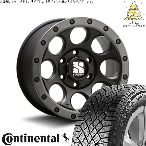 トライトン 265/70R17 スタッドレスタイヤ ホイール 4本セット 新品 | コンチネンタル (Continental) バイキングコンタクト7 × エムエルジェイ (MLJ) エクストリームJ XJ03 フラットブラックスモーク 17インチ 8J +20 6穴139.7|タイヤショップ オールテレーン