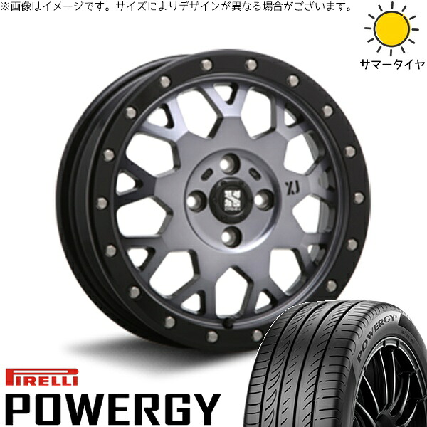 タフト リフトアップ 175/65R15 サマータイヤ ホイール 4本セット 新品 | ピレリ (PIRELLI) パワジー × エムエルジェイ (MLJ) エクストリームJ XJ04 グロスブラックミルド/スモーク 15インチ 4.5J +43 4穴100