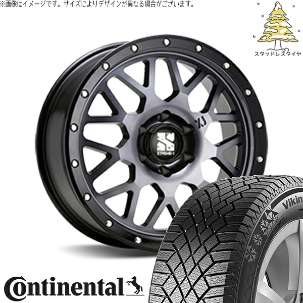ハイエース専用 215/70R16 スタッドレスタイヤ ホイール 4本セット 新品 | コンチネンタル (Continental) バイキングコンタクト7 × エムエルジェイ (MLJ) エクストリームJ XJ04 グロスブラックミルド/スモーク 16インチ 6.5J +38 6穴139.7|タイヤショップ オールテレーン