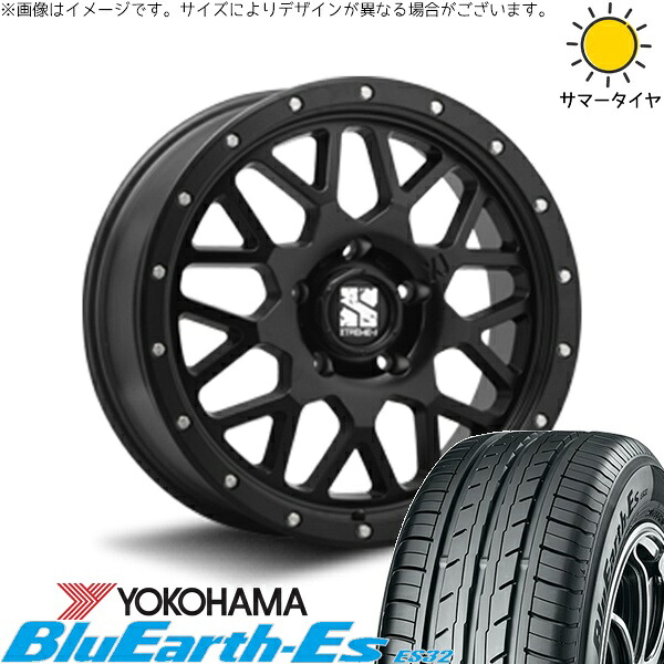 パジェロミニ 195/65R16 サマータイヤ ホイール 4本セット 新品 | ヨコハマタイヤ (YOKOHAMA) ブルーアース ES32 &times; エムエルジェイ (MLJ) エクストリームJ XJ04 サテンブラック 16インチ 7J +35 5穴114.3｜タイヤショップ オールテレーン
