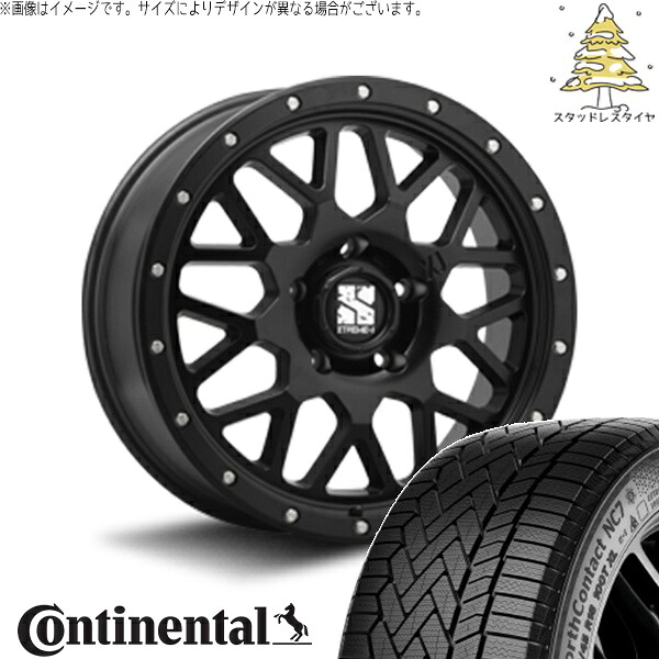 リーフ ルミオン 205/55R16 スタッドレスタイヤ ホイール 4本セット 新品 | コンチネンタル (CONTINENTAL) ノースコンタクト セブン (NorthContact7) &times; エムエルジェイ (MLJ) エクストリームJ XJ04 サテンブラック 16インチ 7.0J +35 5穴114.3｜タイヤショップ オールテレーン