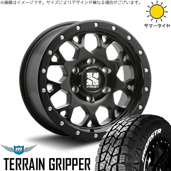 ジムニーシエラ 215/70R16 サマータイヤ ホイール 4本セット 新品 | モンスタタイヤ (MONSTA TYRE) テレーングリッパー (TERRAIN GRIPPER) × エムエルジェイ (MLJ) エクストリームJ XJ04 サテンブラック 16インチ 5.5J -5 5穴139.7