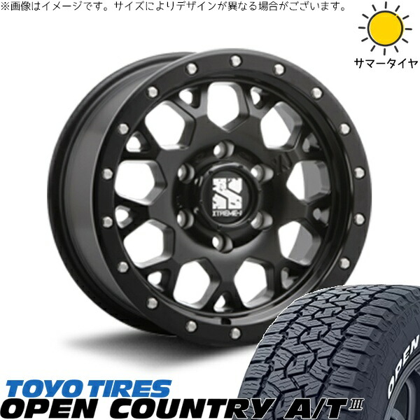 スズキ ジムニー JB64 JB23 JA22 JA12 225/70R16 サマータイヤ ホイール 4本セット 新品 | トーヨータイヤ (TOYO TIRE) オープンカントリー A/T3 × エムエルジェイ (MLJ) エクストリームJ XJ04 サテンブラック 16インチ 5.5J +22 5穴139.7