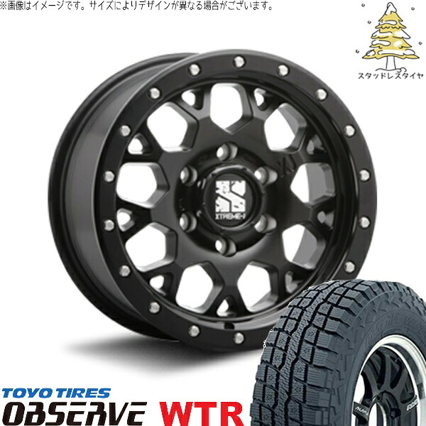 スズキ ジムニー JB64 JB23 JA22 JA12 185/85R16 スタッドレスタイヤ ホイール 4本セット 新品 | トーヨータイヤ (TOYO) オブザーブ W/T-R (OBSERVE WTR) × エムエルジェイ (MLJ) エクストリームJ XJ04 サテンブラック 16インチ 5.5J -5 5穴139.7