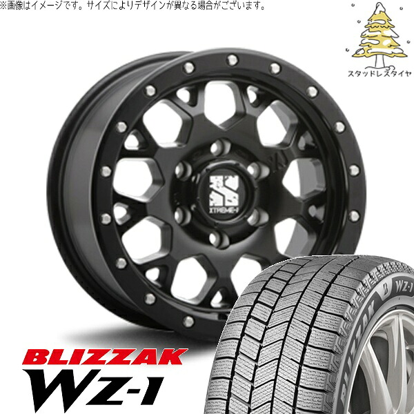 スズキ ジムニー JB64 JB23 JA22 JA12 215/70R16 スタッドレスタイヤ ホイール 4本セット 新品 | ブリヂストン (BRIDGESTONE) ブリザック WZ-1 (BLIZZAK WZ-1) × エムエルジェイ (MLJ) エクストリームJ XJ04 サテンブラック 16インチ 5.5J +22 5穴139.7
