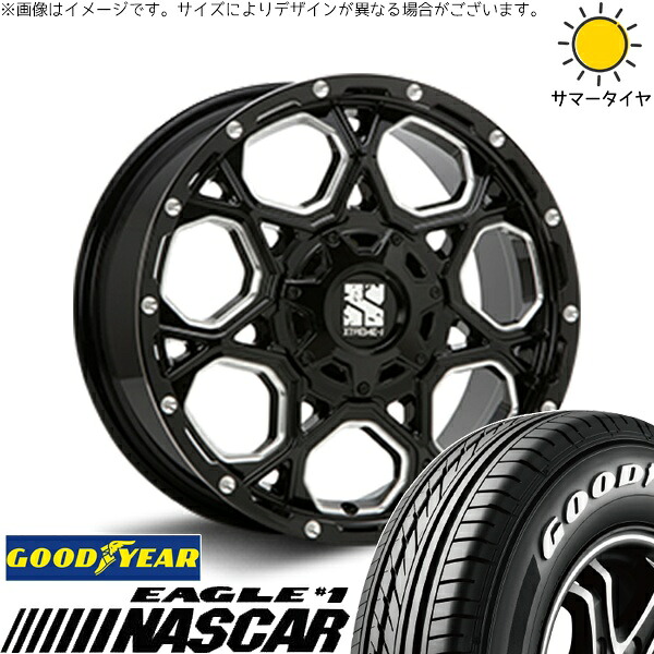 30アルファード 215/60R17 サマータイヤ ホイール 4本セット 新品 | グッドイヤー (GOODYEAR) イーグル ナスカー × エムエルジェイ (MLJ) エクストリームJ XJ06 グロスブラックミルド 17インチ 7.5J +35 5穴114.3|タイヤショップ オールテレーン