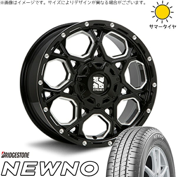 30アルファード 215/60R17 サマータイヤ ホイール 4本セット 新品 | ブリヂストン (BRIDGESTONE) ニューノ &times; エムエルジェイ (MLJ) エクストリームJ XJ06 グロスブラックミルド 17インチ 7.5J +35 5穴114.3｜タイヤショップ オールテレーン