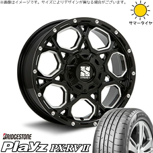 ニッサン ジューク 215/55R17 サマータイヤ ホイール 4本セット 新品 | ブリヂストン (BRIDGESTONE) プレイズ PX-RV2 × エムエルジェイ (MLJ) エクストリームJ XJ06 グロスブラックミルド 17インチ 7.5J +35 5穴114.3
