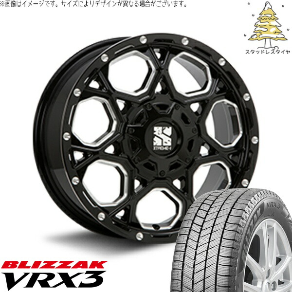 ヴェルファイア 215/70R16 スタッドレスタイヤ ホイール 4本セット 新品 | ブリヂストン (BRIDGESTONE) ブリザック VRX3 (BLIZZAK VRX3) × エムエルジェイ (MLJ) エクストリームJ XJ06 グロスブラックミルド 16インチ 7.0J +42 5穴114.3|タイヤショップ オールテレーン