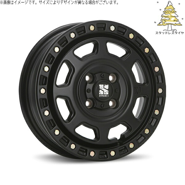ソリオ MA26 MA36 デリカ 165/70R14 スタッドレスタイヤ ホイール 4本セット 新品 | おすすめ輸入タイヤ × エムエルジェイ (MLJ) エクストリームJ XJ07 サテンブラック 14インチ 4.5J +43 4穴100