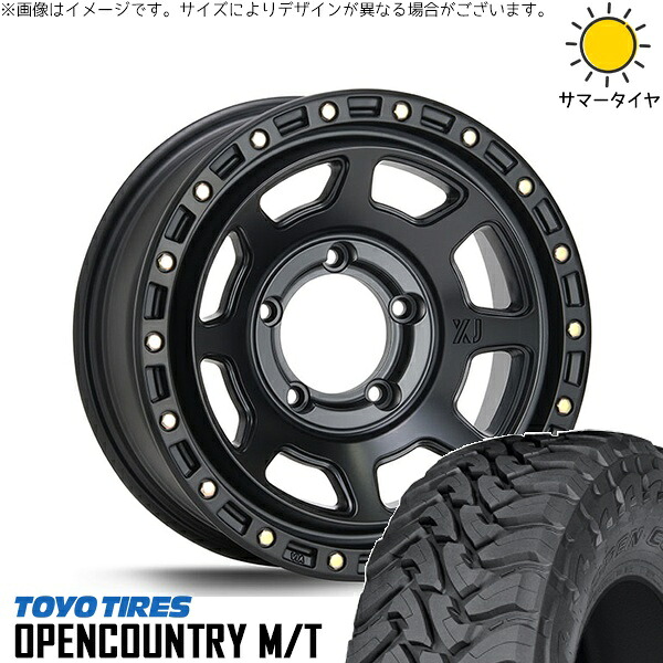 スズキ ジムニー JB64 JB23 JA22 JA12 225/75R16 サマータイヤ ホイール 4本セット 新品 | トーヨータイヤ (TOYO TIRE) オープンカントリー M/T × エムエルジェイ (MLJ) エクストリームJ XJ07 サテンブラック 16インチ 5.5J +20 5穴139.7