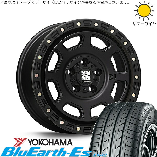パジェロミニ 195/65R16 サマータイヤ ホイール 4本セット 新品 | ヨコハマタイヤ (YOKOHAMA) ブルーアース ES32 &times; エムエルジェイ (MLJ) エクストリームJ XJ07 サテンブラック 16インチ 7J +35 5穴114.3｜タイヤショップ オールテレーン