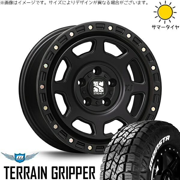 ジープ ラングラー 265/70R17 サマータイヤ ホイール 4本セット 新品 | モンスタタイヤ (MONSTA TYRE) テレーングリッパー (TERRAIN GRIPPER) &times; エムエルジェイ (MLJ) エクストリームJ XJ07 サテンブラック 17インチ 8J +38 5穴127｜タイヤショップ オールテレーン