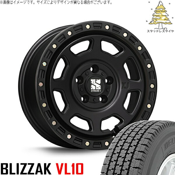 タウンエース 165/80R14 スタッドレスタイヤ ホイール 4本セット 新品 | ブリヂストン (BRIDGESTONE) ブリザック VL10 (BLIZZAK VL10) × エムエルジェイ (MLJ) エクストリームJ XJ07 サテンブラック 14インチ 5J +48 5穴114.3