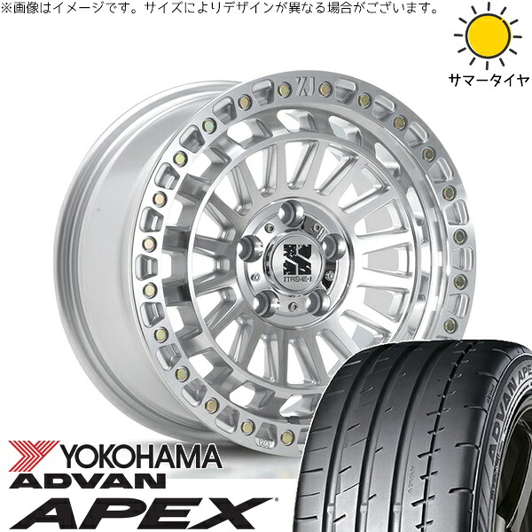 クラウン カムリ マークX 225/45R18 サマータイヤ ホイール 4本セット 新品 | ヨコハマタイヤ (YOKOHAMA) アドバン APEX V601 × エムエルジェイ (MLJ) XTREME-J XJ08 グロスマシンド 18インチ 8J +40 5穴114.3