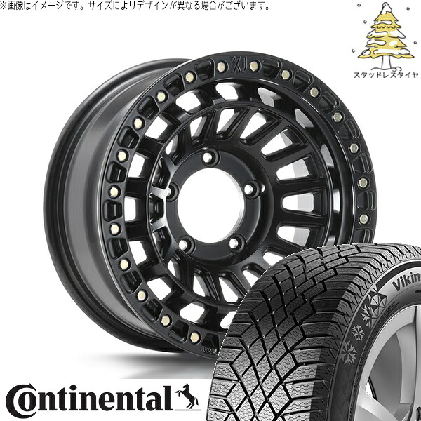 ジムニーシエラ 215/70R16 スタッドレスタイヤ ホイール 4本セット 新品 | コンチネンタル (CONTINENTAL) バイキングコンタクト セブン (VikingContact7) × エムエルジェイ (MLJ) エクストリームJ XJ08 サテンブラック 16インチ 6J -5 5穴139.7
