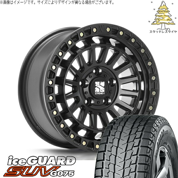 パジェロミニ 185/85R16 スタッドレスタイヤ ホイール 4本セット 新品 | ヨコハマタイヤ (YOKOHAMA) アイスガード SUV G075 (iceGUARD SUV G075) × エムエルジェイ (MLJ) エクストリームJ XJ08 サテンブラック 16インチ 7.0J +35 5穴114.3 106,299円
