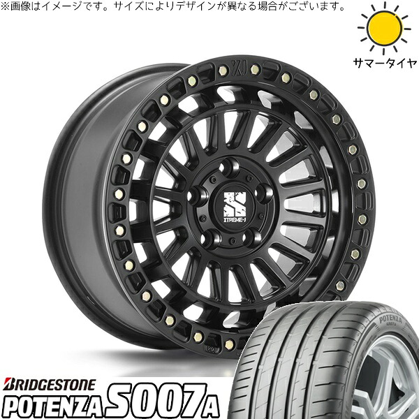 リーフ ルミオン 215/45R17 サマータイヤ ホイール 4本セット 新品 | ブリヂストン (BRIDGESTONE) ポテンザ S007A × エムエルジェイ (MLJ) XTREME-J XJ08 サテンブラック 17インチ 7.5J +42 5穴114.3