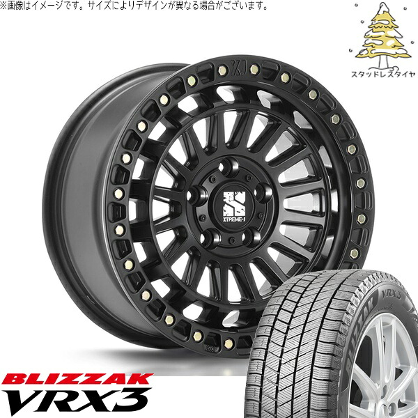プリウスα 215/50R17 スタッドレスタイヤ ホイール 4本セット 新品 | ブリヂストン (BRIDGESTONE) ブリザック VRX3 (BLIZZAK VRX3) × エムエルジェイ (MLJ) エクストリームJ XJ08 サテンブラック 17インチ 7.5J +42 5穴114.3