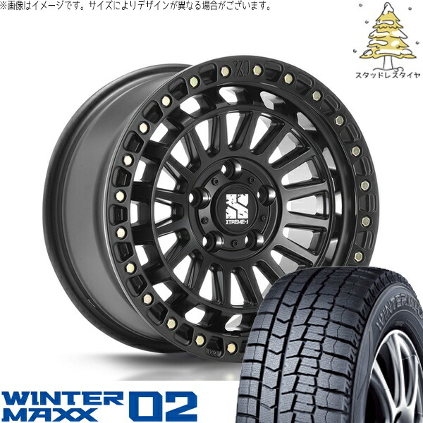 プリウスα 225/40R18 スタッドレスタイヤ ホイール 4本セット 新品 | ダンロップ (DUNLOP) ウィンターマックス02 (WINTERMAXX02 WM02) × エムエルジェイ (MLJ) エクストリームJ XJ08 サテンブラック 18インチ 8J +40 5穴114.3