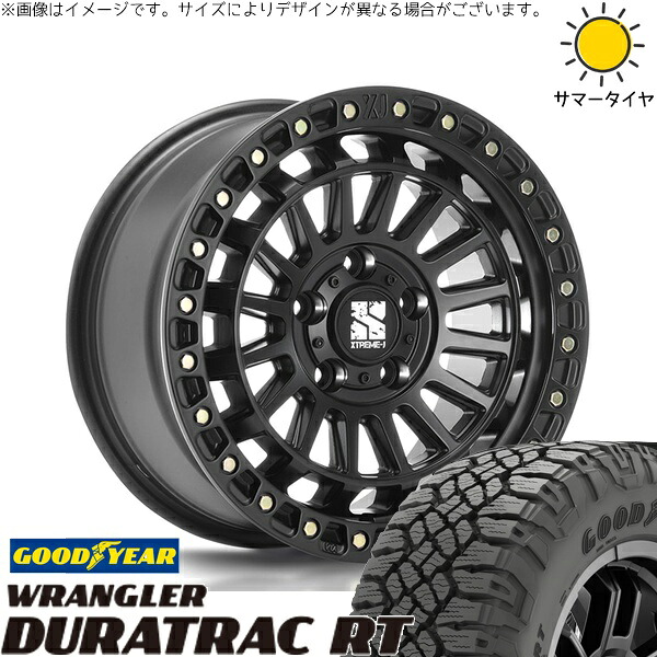 エクストレイル 225/75R16 サマータイヤ ホイール 4本セット 新品 | グッドイヤー (GOODYEAR) ラングラー デュラトラック RT × エムエルジェイ (MLJ) XTREME-J XJ08 サテンブラック 16インチ 7J +35 5穴114.3