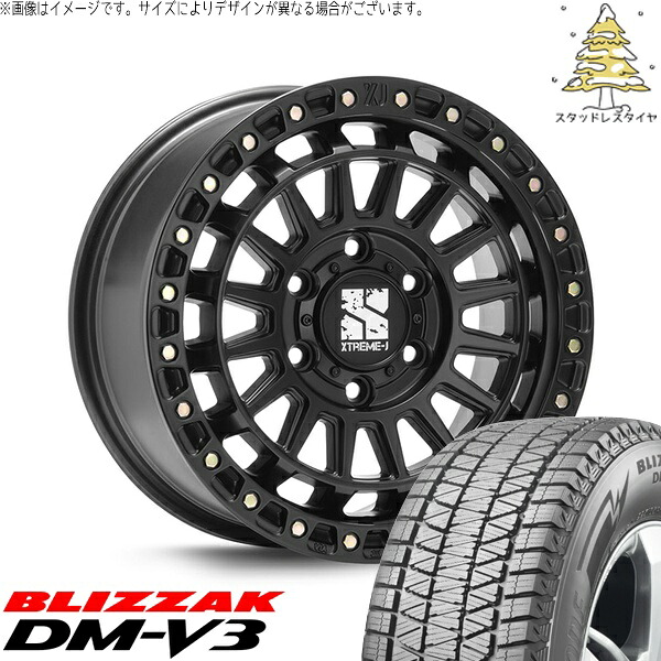 トライトン 265/70R17 スタッドレスタイヤ ホイール 4本セット 新品 | ブリヂストン (BRIDGESTONE) ブリザック DM-V3 (BLIZZAK DM-V3) &times; エムエルジェイ (MLJ) エクストリームJ XJ08 サテンブラック 17インチ 8J +20 6穴139.7｜タイヤショップ オールテレーン