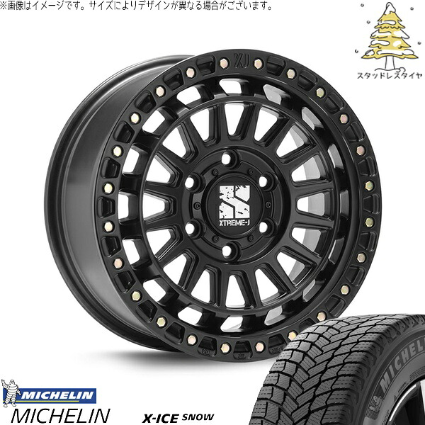 ランクル250 245/70R18 スタッドレスタイヤ ホイール 4本セット 新品 | ミシュラン (MICHELIN) エックスアイス スノー (X-ICE SNOW) × エムエルジェイ (MLJ) エクストリームJ XJ08 サテンブラック 18インチ 8J +50 6穴139.7