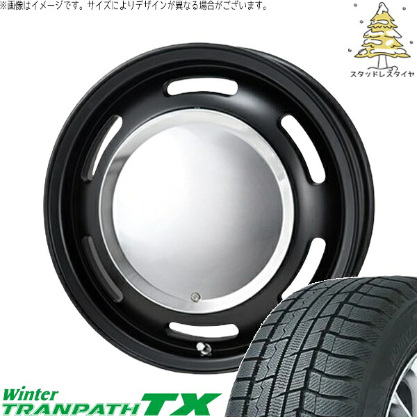 NBOX スペーシア タント デリカミニ 155/65R14 スタッドレスタイヤ ホイール 4本セット 新品 | トーヨータイヤ (TOYO) ウィンタートランパス TX (WinterTRANPATH TX) × パンドラ (PANDORA) ラグテック ネオムーン2 マットブラック 14インチ 4.5J +43 4穴100